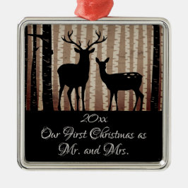 Deer Rustic Woodland Eerste Kerstmis als de heer e Metalen Ornament