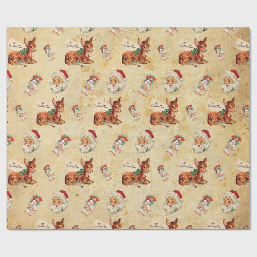 Deer Santa 2 Cadeaupapier (Vlak)