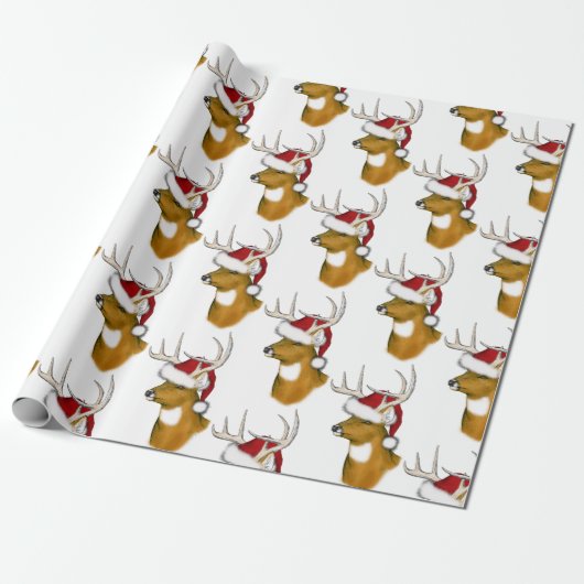 Deer Santa Cadeaupapier (Uitgerold)