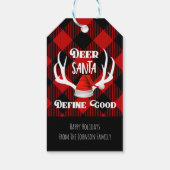 Deer Santa Define Good Kerstjacht Antlers Cadeaulabel (Achterkant)