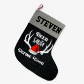Deer Santa Define Good Kerstjacht Antlers Grote Kerstsok (Voorkant (Hangend))