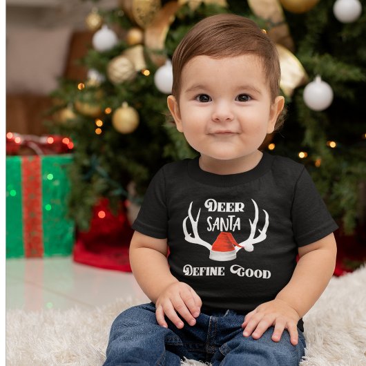 Deer Santa Define Good Kerstjacht Antlers Kinder Shirts