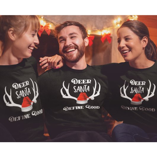 Deer Santa Define Good Kerstjacht Antlers Trui