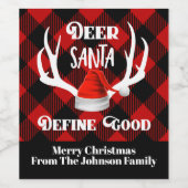 Deer Santa Define Good Kerstjacht Antlers Wijn Etiket (Enkel label)