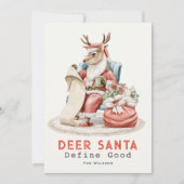 Deer Santa Definieer Goede Lijst Grappige Kerst Feestdagenkaart (Voorkant)