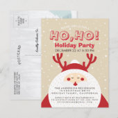 Deer Santa Kerstman Ho, Ho, Vakbendag Uitnodiging Briefkaart (Voorkant / Achterkant)
