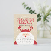 Deer Santa Kerstman Ho, Ho, Vakbendag Uitnodiging Briefkaart (Staand voorkant)
