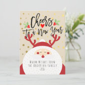Deer Santa Merry Happy Nieuwjaarsgroet Feestdagenkaart (Staand voorkant)