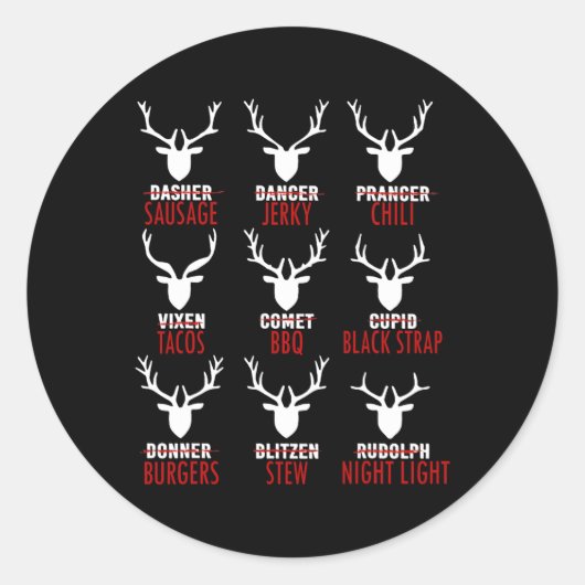 Deer Sause Jerky Chili Tacos Bbq Ronde Sticker (Voorkant)