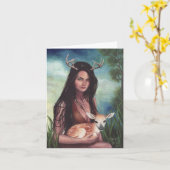 Deer Sidhe - Blank Notecard Kaart (Gele Bloem)