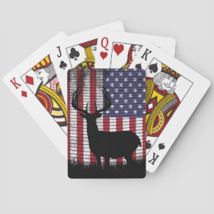 Deer Silhouette American Flag Hunting Pokerkaarten