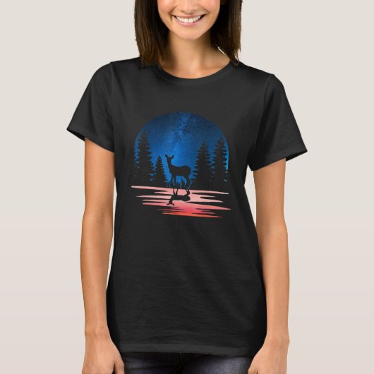 deer Silhouette Animal With Forest Cute deer   T-shirt (Voorkant)