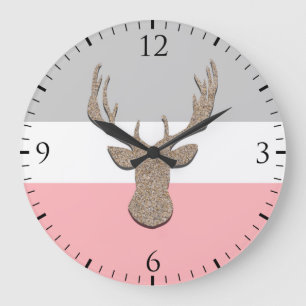 Deer Silhouette, blijf op blauw en grijs Grote Klok