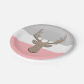 Deer Silhouette, blijf op blauw en grijs Papieren Bordje (Gekanteld)