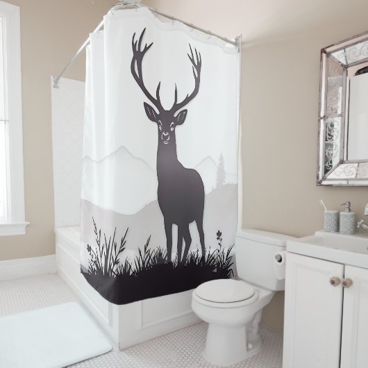 Deer silhouette douchegordijn (In situ)
