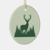 Deer Silhouette Forest Minimalist Woodland  Keramisch Ornament (Rechts)