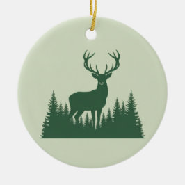 Deer Silhouette Forest Minimalist Woodland  Keramisch Ornament