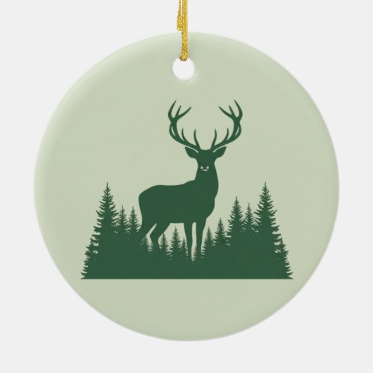 Deer Silhouette Forest Minimalist Woodland  Keramisch Ornament (Achterkant)