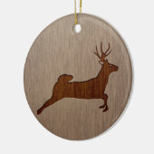 Deer silhouette gegraveerd op houtafbeelding keramisch ornament (Links)