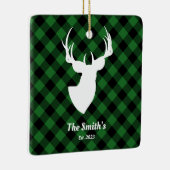 Deer Silhouette Green Black Buffalo Plays Family Keramisch Ornament (Rechts)