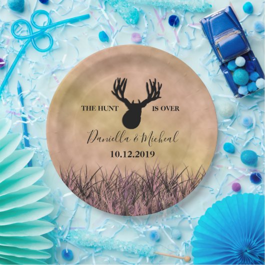 Deer Silhouette Hunting Wedding Papieren Bordje (Feest)