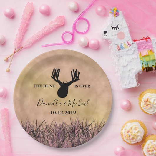 Deer Silhouette Hunting Wedding Papieren Bordje (Feest)