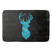 Deer Silhouette in Blauwe en Groene Waterverven Badmat (Voorkant)