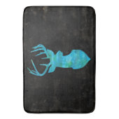 Deer Silhouette in Blauwe en Groene Waterverven Badmat (Voorkant Verticaal)