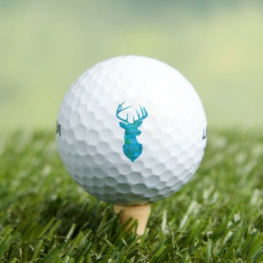 Deer Silhouette in Blue Green Waterverf Golfballen (Insitu Shirt)