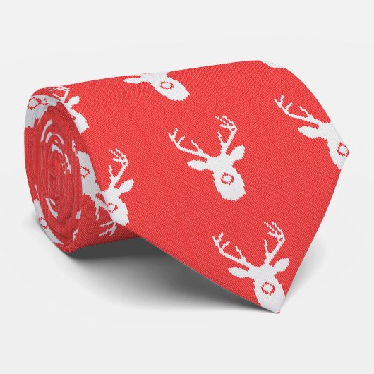 Deer Silhouette in het kerstfeest.. Ugly Sweater K Stropdas (Opgerold)