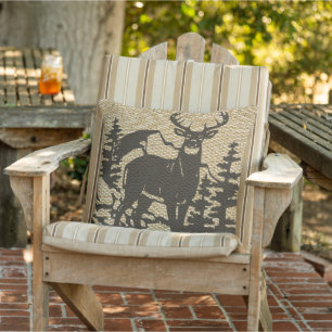 Deer Silhouette op Faux Burlap Textern Buitenkussen