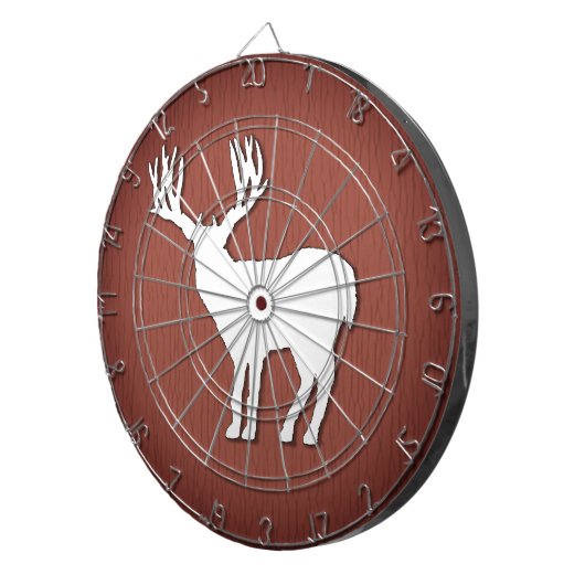 Deer Silhouette op Faux Wooded Background Dartbord (Voorkant Rechts)