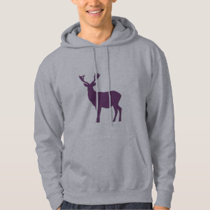 Deer silhouette Paars stag Forest Animal Simple Hoodie