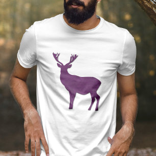 Deer silhouette Paars stag Forest Animal Simple T-shirt