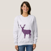 Deer silhouette Paarse stag Eenvoudig elegant Trui (Voorkant volledig)