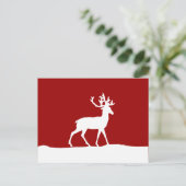 Deer Silhouette - Rood en Wit Briefkaart (Staand voorkant)