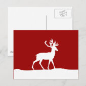 Deer Silhouette - Rood en Wit Briefkaart (Voorkant / Achterkant)