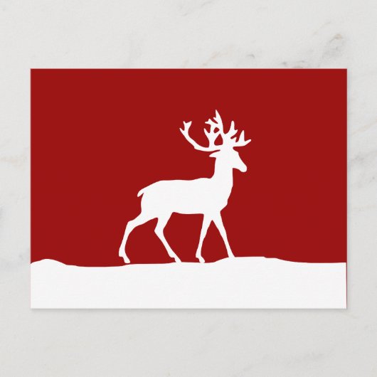 Deer Silhouette - Rood en Wit Briefkaart (Voorkant)