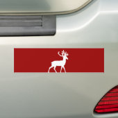 Deer Silhouette - Rood en Wit Bumpersticker (Op auto)