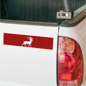 Deer Silhouette - Rood en Wit Bumpersticker (Op Truck)