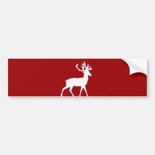 Deer Silhouette - Rood en Wit Bumpersticker