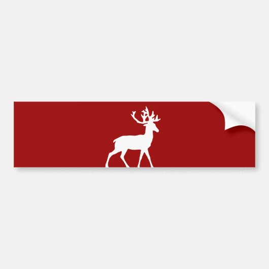 Deer Silhouette - Rood en Wit Bumpersticker (Voorkant)