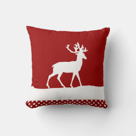 Deer Silhouette - rood en wit Kussen