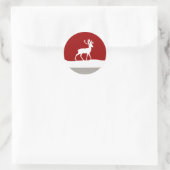 Deer Silhouette - rood en wit Ronde Sticker (Tas)