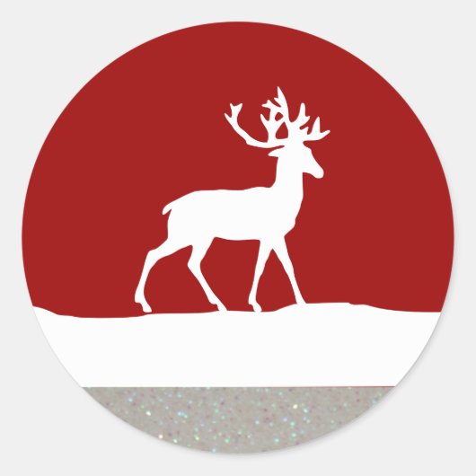 Deer Silhouette - rood en wit Ronde Sticker (Voorkant)