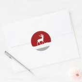 Deer Silhouette - rood en wit Ronde Sticker (Envelop)