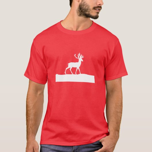 Deer Silhouette - Rood en Wit T-shirt (Voorkant)