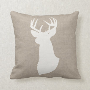 Deer Silhouette Sierkussen   {Wit & Burlap}