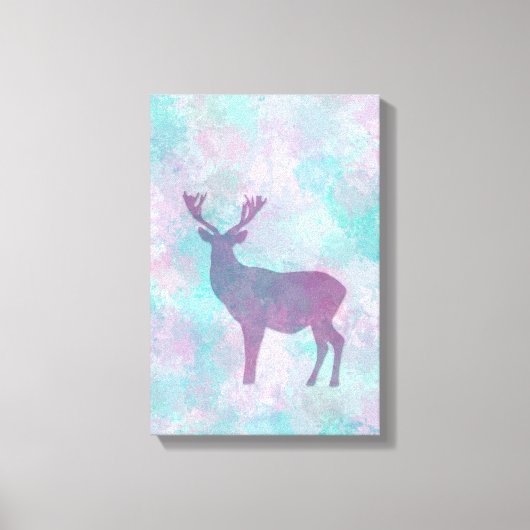 Deer silhouette Simple abstract Winter Cute Pastel Canvas Afdruk (Voorkant)
