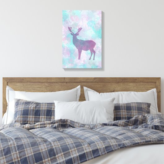 Deer silhouette Simple abstract Winter Cute Pastel Canvas Afdruk (Insitu (Slaapkamer))